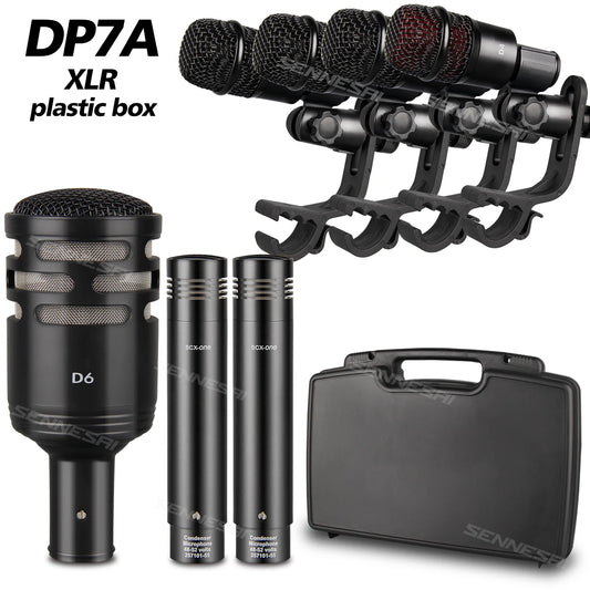 Top Quality！DP7A 7-Piece Wired Dynamic Drum Microphone (Metal)- Kick Bass, Tom/Snare & Cymbals Mic Set With Box  Use dp7