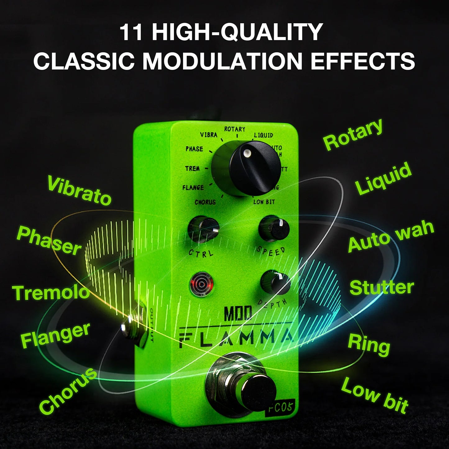 FLAMMA FC05 Modulation Multi Effects Pedal  Mod Guitar Pedal 11 Modes Chorus Flanger Phaser Tremolo Auto Wah