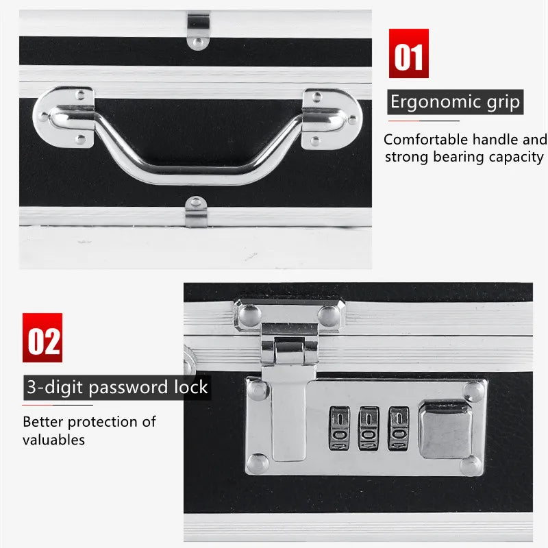 Aluminum Password Tool box Transport Instrument box Storage Case with Sponge Waterproof Hard Case Toolbox Briefcase For Tools