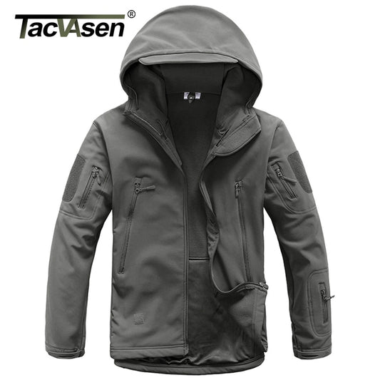 TACVASEN Army Camouflage Jacket Coat Men Tactical Jacket Softshell Waterproof Jacket Fleeced Windproof Military Hunt Clothing