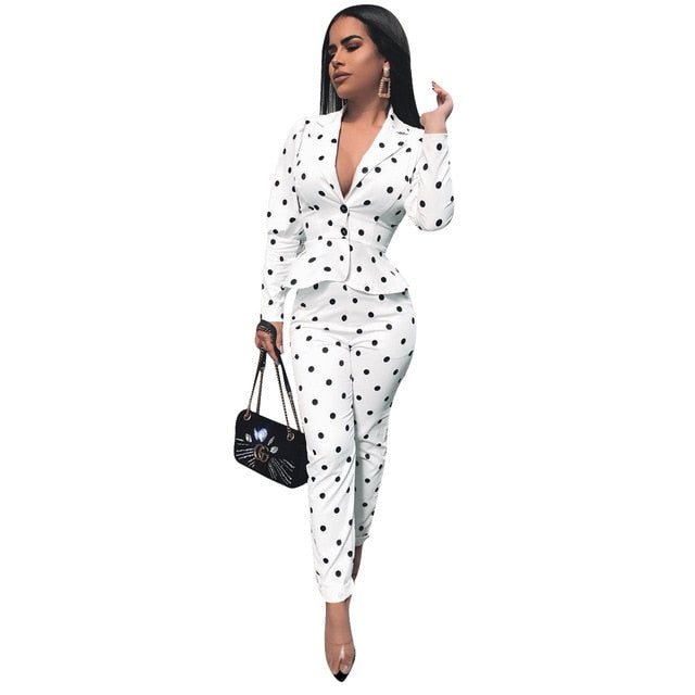 2019 Europe and the United States new fashion temperament popular classic women's spotted pattern lady small suit