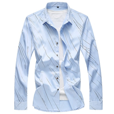 2020 Autumn New Men's Printed Shirt Fashion Casual White Long Sleeve Shirt Male Brand Clothes Plus Size 5XL 6XL 7XL