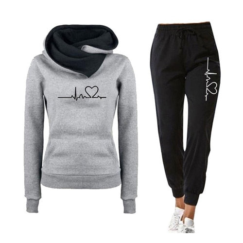 Casual Two Piece Outfits Pullovers Hoodies and Elastic Waist Jogger Pants Spring Autumn Tracksuit Woman Suit Female Sets 2021