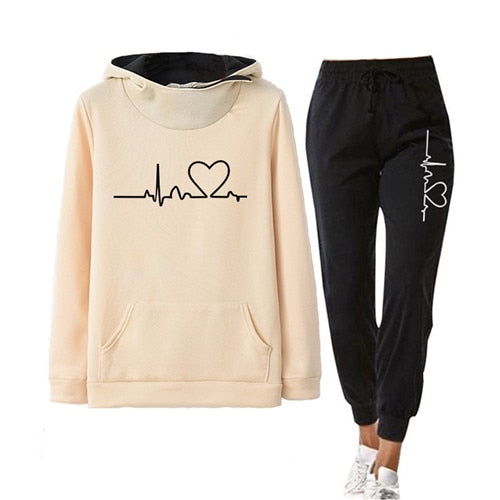 Casual Two Piece Outfits Pullovers Hoodies and Elastic Waist Jogger Pants Spring Autumn Tracksuit Woman Suit Female Sets 2021