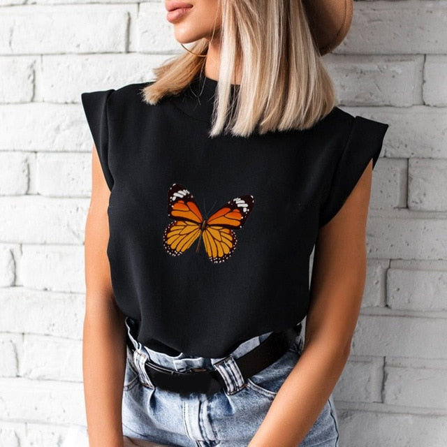 Women's Blouse Thin Abstract Art Rose Face Print O-Neck Short Sleeve White Female Casual Shirt Slim 2021 Summer Office Lady Tops