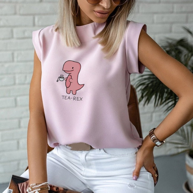 Women's Blouse Thin Abstract Art Rose Face Print O-Neck Short Sleeve White Female Casual Shirt Slim 2021 Summer Office Lady Tops