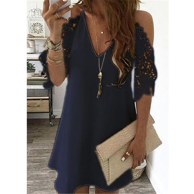 Off Shoulder Half Sleeve Blouse Women Shirt New Summer Party Ladies Tops Plus Size Bare Shoulders V Neck Lace Sexy Blouses