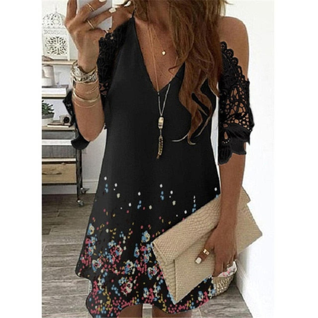 Off Shoulder Half Sleeve Blouse Women Shirt New Summer Party Ladies Tops Plus Size Bare Shoulders V Neck Lace Sexy Blouses