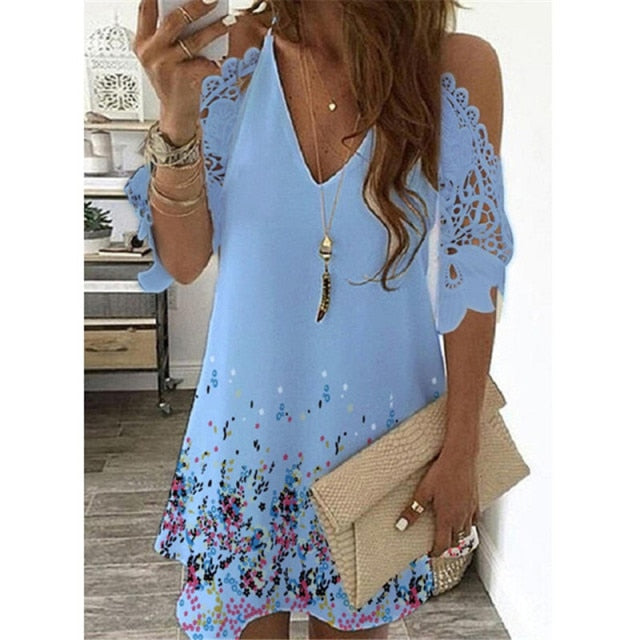 Off Shoulder Half Sleeve Blouse Women Shirt New Summer Party Ladies Tops Plus Size Bare Shoulders V Neck Lace Sexy Blouses