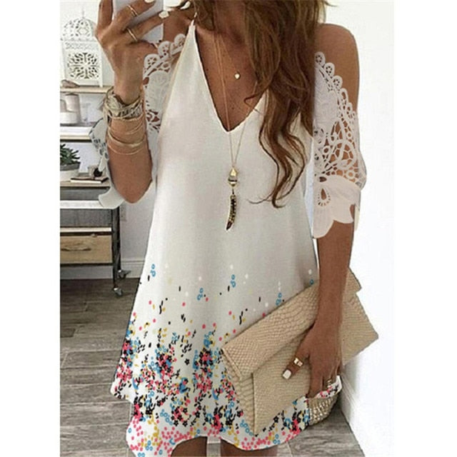 Off Shoulder Half Sleeve Blouse Women Shirt New Summer Party Ladies Tops Plus Size Bare Shoulders V Neck Lace Sexy Blouses