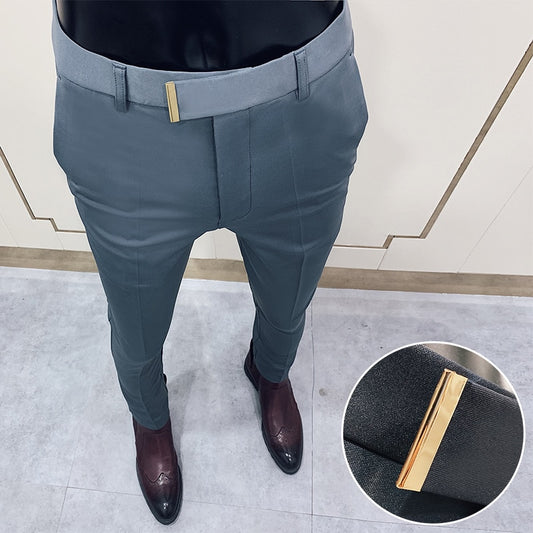 2021 Spring Summer Men Pants Slim Korean Men Elasticity Casual Pants Fashion Business Dress Pants Male Wedding Party Suit Pant