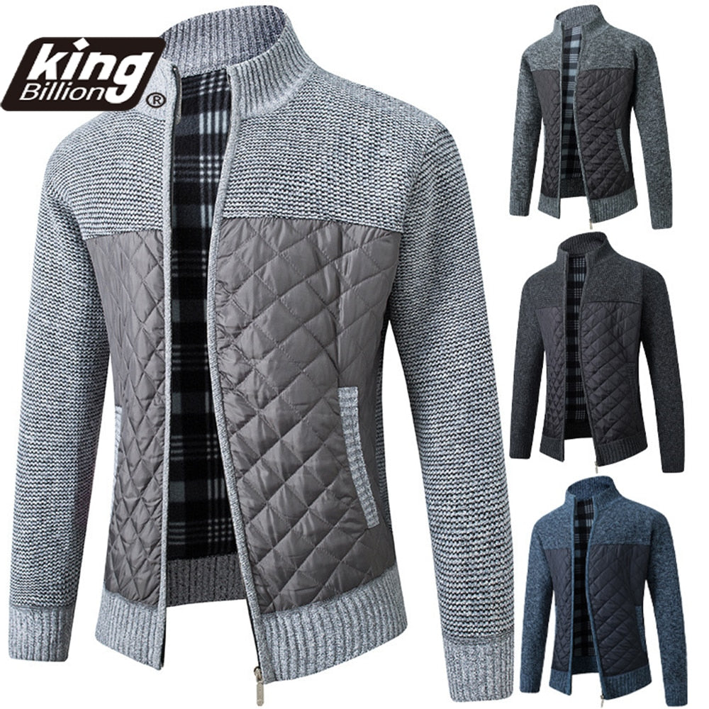 KB 2021 Autumn Winter New Men&#39;s Jacket Slim Fit Stand Collar Zipper Jacket Men Solid Cotton Thick Warm Jacket Men Sweater