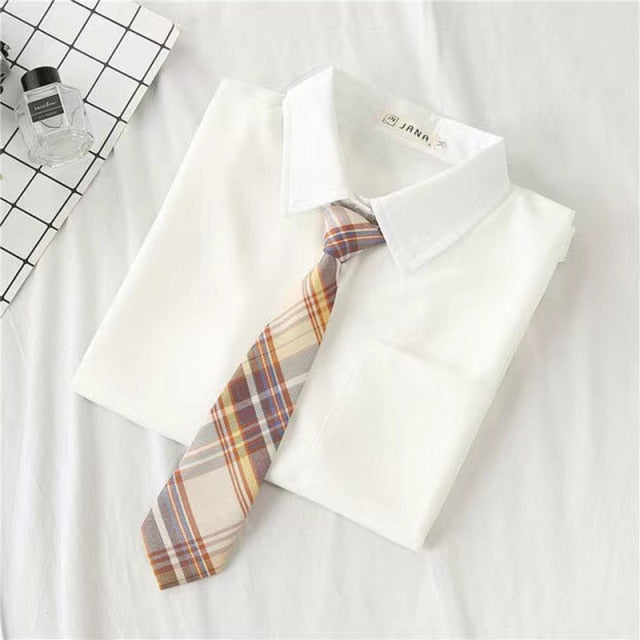 JMPRS White Women School Shirts Fashion JK Preppy Style Spring Japan Long Sleeve Girls Shirt Harajuku Necktie Ladies Tops 2021