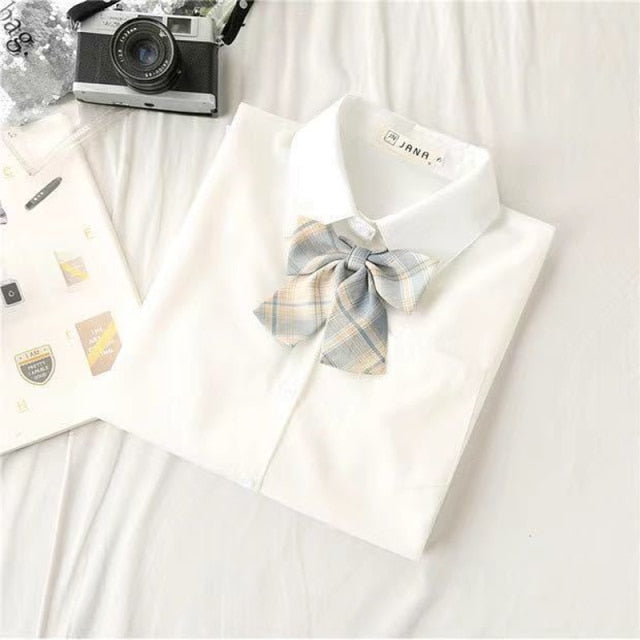 JMPRS White Women School Shirts Fashion JK Preppy Style Spring Japan Long Sleeve Girls Shirt Harajuku Necktie Ladies Tops 2021