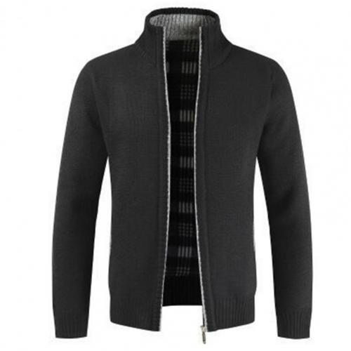 2021 Casual Men Autumn Zip Thick Knitted Sweater Pockets Warm Slim Cardigan Coat мужская куртка