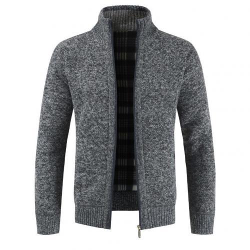 2021 Casual Men Autumn Zip Thick Knitted Sweater Pockets Warm Slim Cardigan Coat мужская куртка