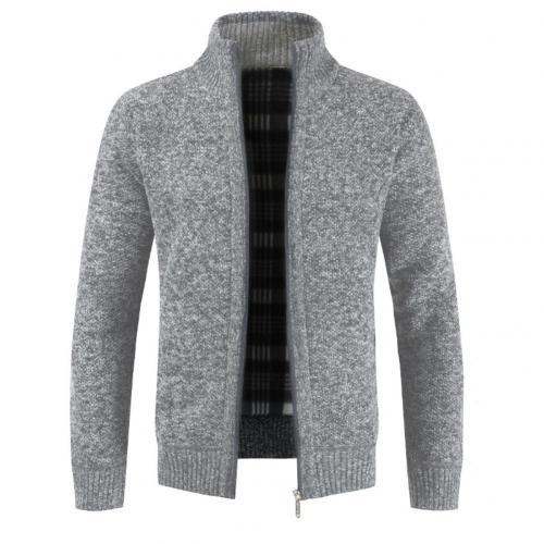 2021 Casual Men Autumn Zip Thick Knitted Sweater Pockets Warm Slim Cardigan Coat мужская куртка