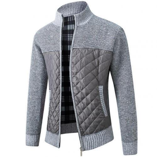 2021 Casual Men Autumn Zip Thick Knitted Sweater Pockets Warm Slim Cardigan Coat мужская куртка