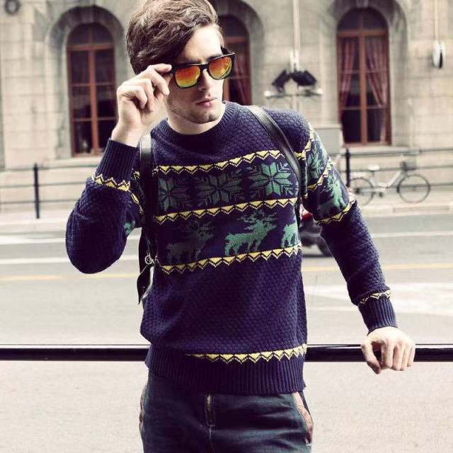 Korean Fashion Autumn Men Casual Vintage Style Sweater Winter Pullovers Sweaters