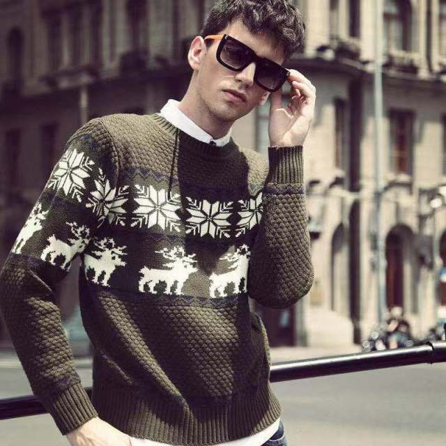 Korean Fashion Autumn Men Casual Vintage Style Sweater Winter Pullovers Sweaters